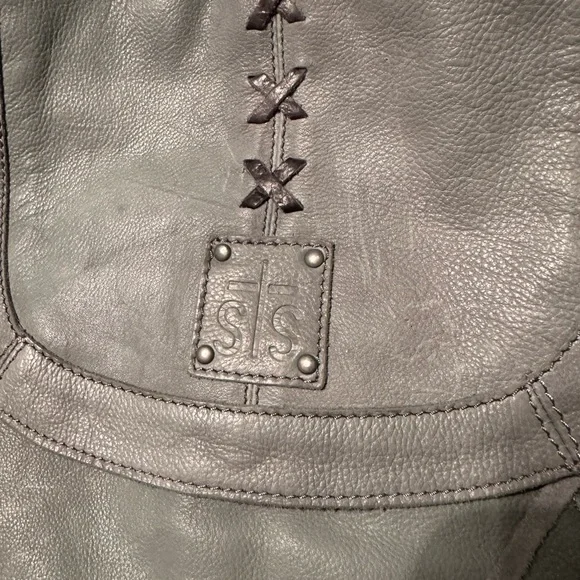 STS Blue- Gray Leather Fringe Crossbody Bag - Picture 2 of 5